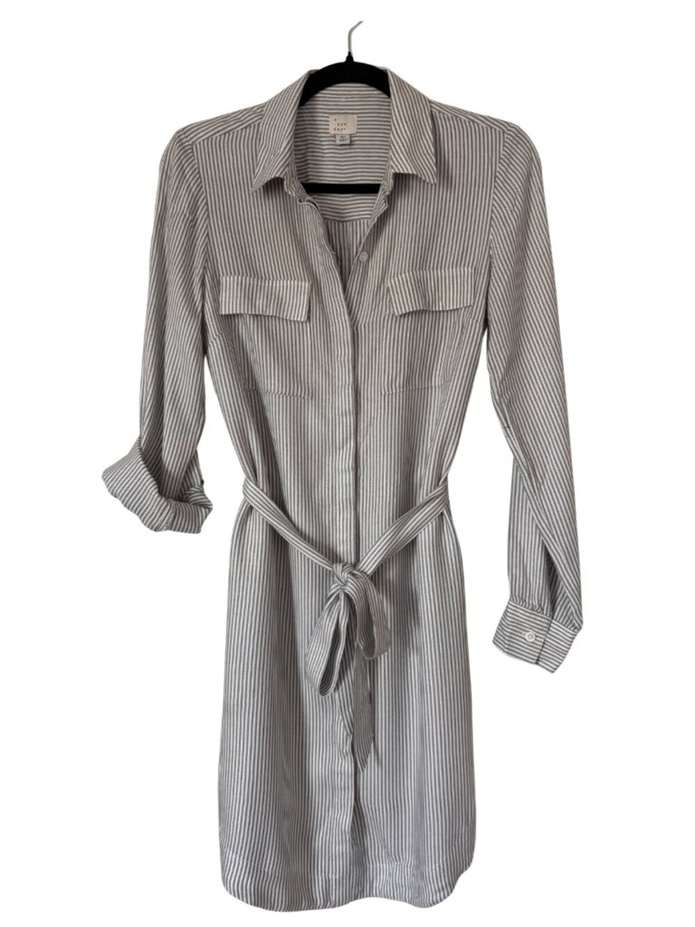 A New Day Striped Collared Shirt-Dress